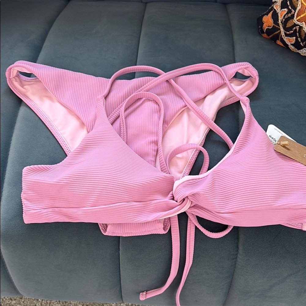 Pink Ribbed Bikini Set